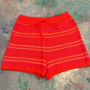 Red and Pink Women's Knit Shorts